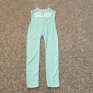 Seafoam Green One Piece “SLAY” Romper/Bodysuit